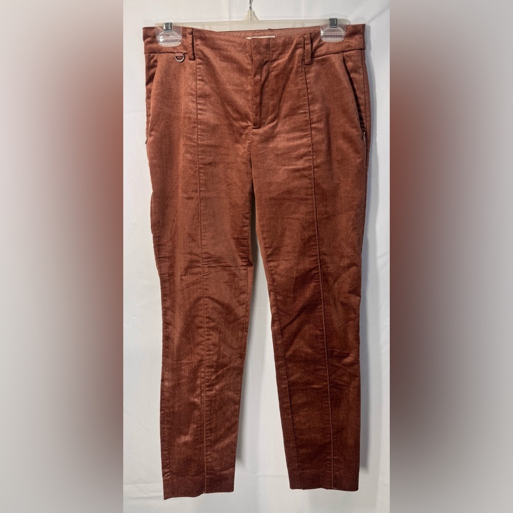 Anthropologie Essential Slim Copper Velvet Pant- Size 0